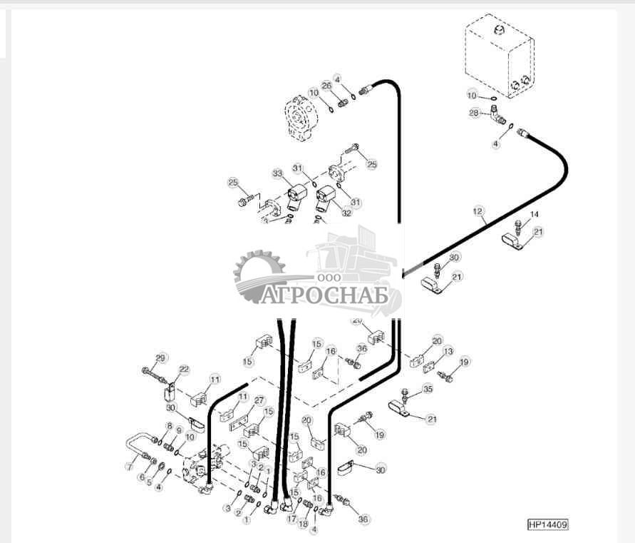 Four-Wheel Drive Hydraulic Lines And Hoses, L.H. Side 